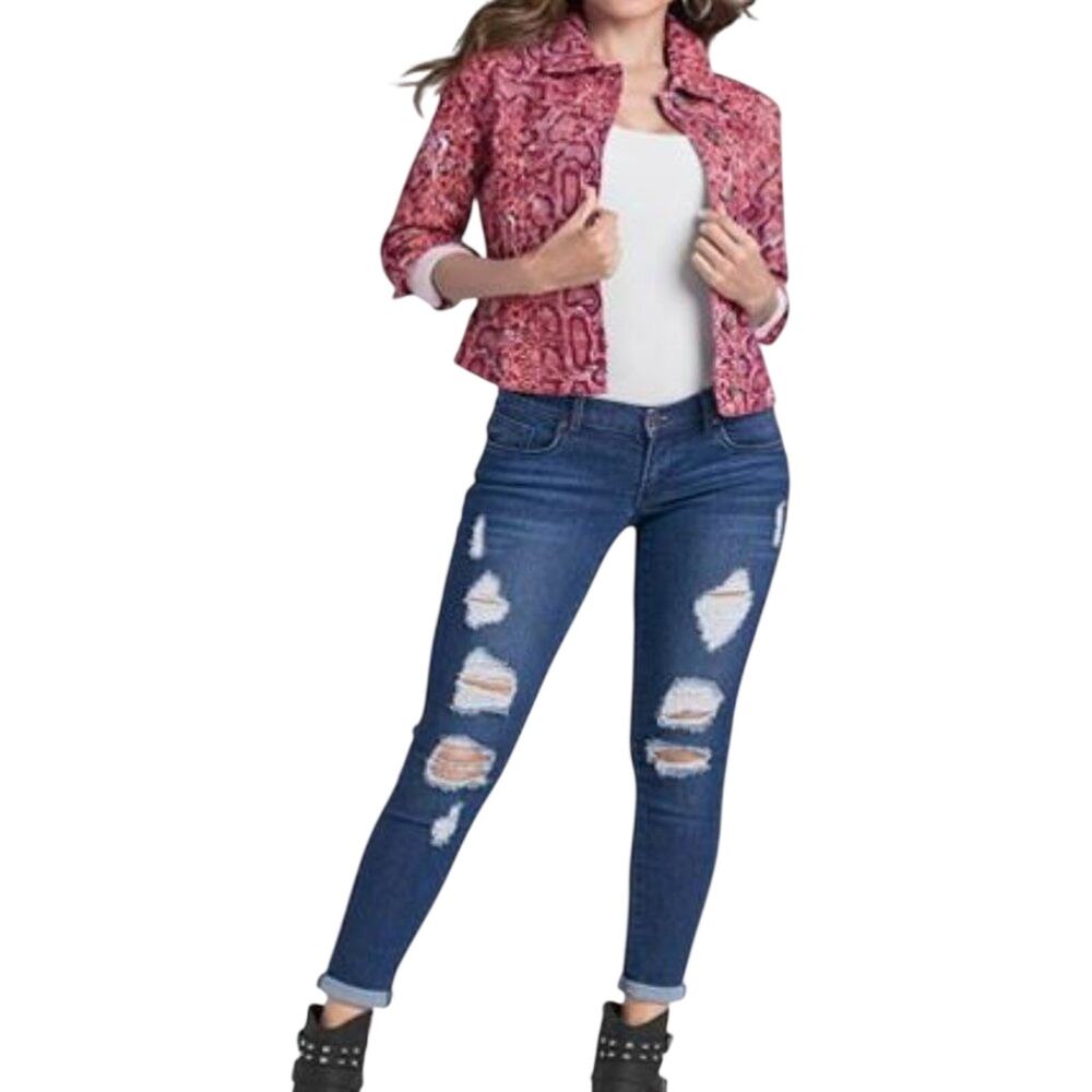 NinoMaxx Jeans Wide Straight Leg Sz 29 Dark Blue Distressed Ripped Grunge Frayed